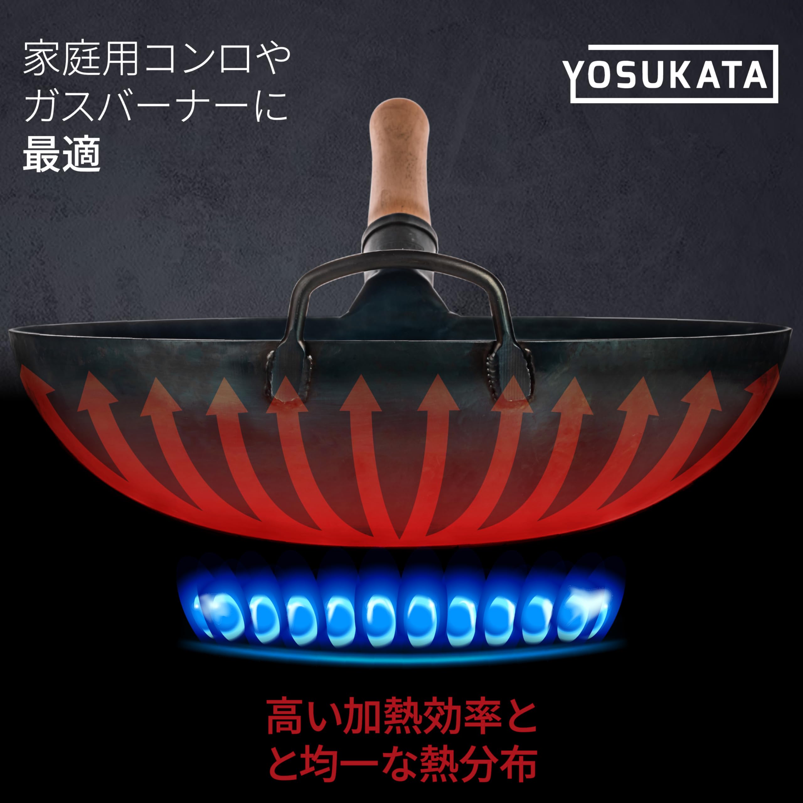 Amazon | YOSUKATA (ヨスカタ) 14インチ 丸底カーボンスチール中華鍋